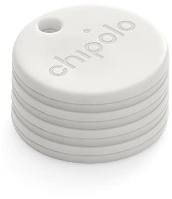 Chipolo One Point - Pack de 4 - Tracker Bluetooth pour clés, Sac - Fonctionne avec l'application Localiser Mon Appareil de Google (Android Uniquement) (Blanc cassé)