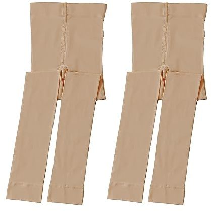 EPEIUS Ballet Tights for Girls Footless Dance Tights Toddler Ultra Soft School Stockings Kids Leggings Pantyhose 5-8 Years Nude 2 Pack