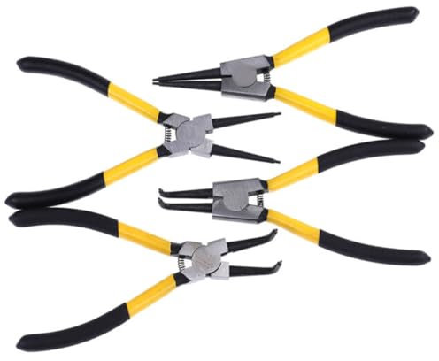 NHPY 4 Stück Sicherungsringzangen,E-Clip zange,Sprengring Zange,7 Zoll Sprengringzangen Set,klemmringe,für Innen- und Außensicherungen Gerade Gebogen Seegeringzangen Remover Retaining