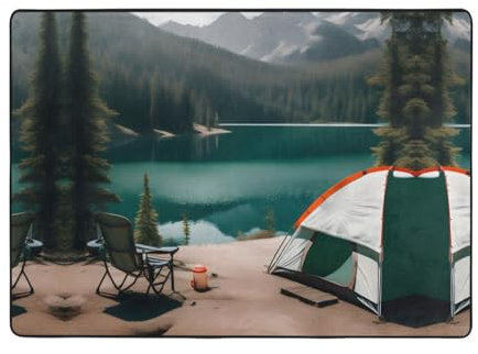 Serenity Lake Camping-Teppich, luxuriös, 203,2 x 147,3 cm, unübertroffener Biberteppich für Wohnzimmer, Büro und mehr
