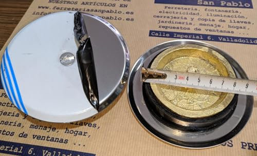 Tapa sifónica cromada para sifon de plomo, boca interior 8,5 cm, tapa exterior 12 cm