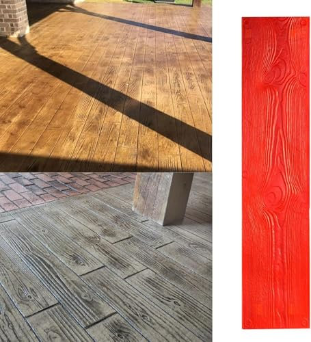 Concrete Texture Mat Concrete Seamless Stamp Mat Realistic Wood Grain Concrete Texture Pads, Polyurethane Cement Stamps, Hardwood Texture Boards, for Outdoor Deck Patio Flooring 240805(Color:4pcs)