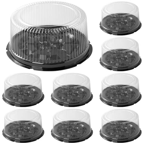 byepica Domo - Paquete de 20 recipientes desechables para tartas con tapas, plástico para pasteles de 10 pulgadas, diseño seguro y resistente a derrames, perfecto para cumpleaños y celebraciones,