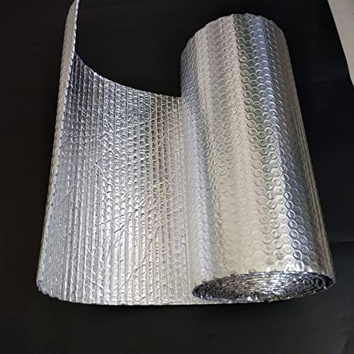 Isolamento riflettente a bolle di alluminio con barriera contro l'umidità, spessore di 4 mm, autoadesivo, barriera al vapore, isolamento termico, foglio di bolle di alluminio, dimensioni: 1 x 30 m