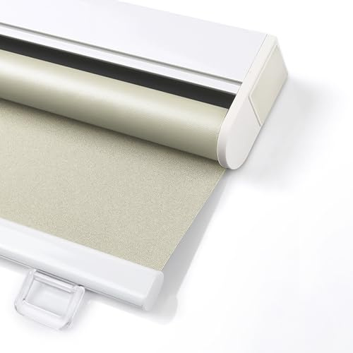 Sh000ad Stores Enrouleurs sans Fil à Ressort,Stores Occultants pour Fenêtre,Rideau en Polyester à Opaque Isolant,pour Salon,Chambre et Cuisine,Personnalisé,Largeur x Hauteur (105cm x 100cm,Beige)