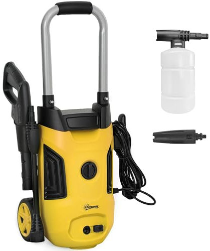 Outsunny 1800W High Pressure Washer, 150 Bar Pressure, 420 L/h Flow, Portable Power Washer Jet Wash Cleaner with Adjustable Nozzle, 6M Hose, Steel Handle for Home Patio Car Driveway, Yellow