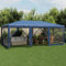 Myheimly Partyzelt mit 10 Mesh-Seitenteilen Blau 6x4 m HDPE