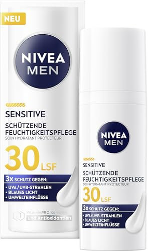 NIVEA MEN Sensitive Soin hydratant protecteur SPF 30 pour homme avec complexe VitaminPRO & antioxydants, crème légère avec protection solaire (50 ml)
