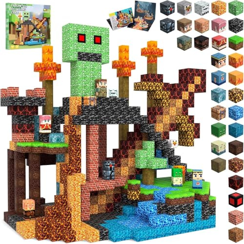 SSAWER Magnetic Blocks Toys for Kids, 100 PCS Building Blocks Cubes, Stacking Magnetic Tiles Toys for Kids Toddlers Boys Girls Ages 3 4 5 6 7 8-12 Birthday Gifts Party Supplies (Underworld)