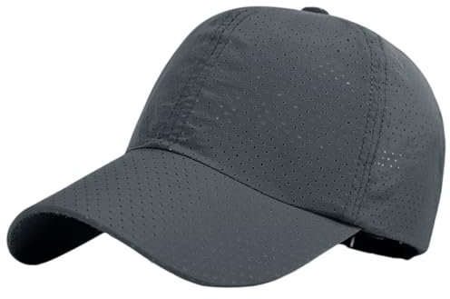 Gorra Deportiva Unisex Transpirable de Secado Rápido - Sombrero de Béisbol Ajustable para Correr, Ciclismo, Senderismo - Protección Solar UV, Ligera - Verano (FR/ES, Números, 54, 60, Gris Oscuro)