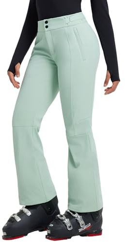 baleaf Skihose Damen Wasserdicht Wanderhose Softshellhose Winter Atmungsaktive Warm Gefüttert Outdoorhose Snowboardhose Skifahren Grün L