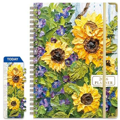 DoReFaSol 2026 Academic Planner, Weekly and Monthly Planning Book, Calendar Planner,Hardcover Teacher Student Planning Agenda book with Tabs, A5 School Organizer for Student Teacher (Sunflower)