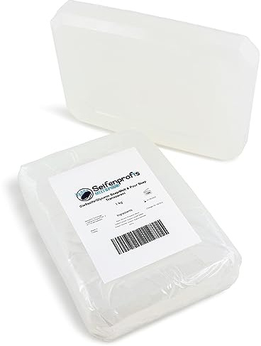 Seifenprofis - Sapone alla glicerina trasparente 0,9 kg (senza SLS+SCS) - Base di sapone grezzo 100% vegano per versare sapone