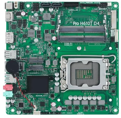 Carte mère ﻿Fit for ASUS Pro H610T D4 Mini-ITX, processeur Intel H610, mémoire DDR4 64 Go M.2, Compatible avec Les processeurs Intel Core i5-14500, i7-13700, i5-12600 et i9-12900.