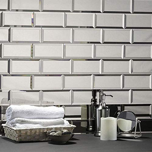 Trendi 22pcs Glass Mirrored Bevelled Wall Tiles Mirror Brick Perfect for Home Decor