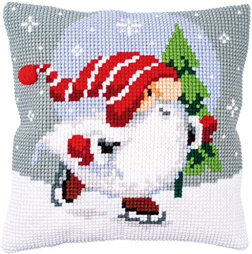 VERVACO Kit Cuscino Punto Croce GNOMO DI NATALE Set Ricamo Principianti Cuscini Gobelin Decorativi ca. 40 x 40 cm Accessori Per Lavoretti Creativi DIY Casa Decor Hobby Adulti Cross Stitch