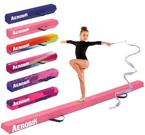 Original Cup Aerobik® Poutre de Gymnastique Pliable Rose pour Enfants et Adultes | Transportable avec Sac de Transport | Rigide, Légère, Antidérapante | 3 Couches Revêtement Soft Touch