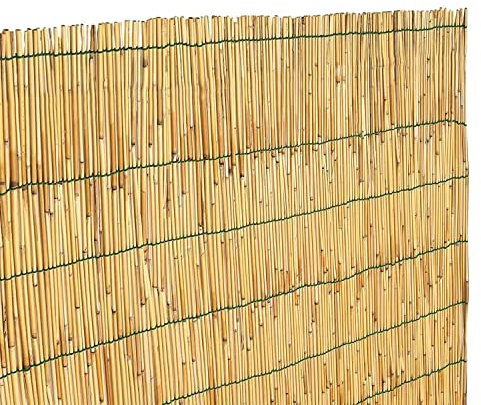 Arella In Canna Cannette In Bamboo Pelato Bambù Naturale Da 5 mm Arelle Canniccio Decorativo Recinzione Giardino Ringhiera Balcone Terrazza Piscina Stuoia Ombreggiante (1.2 x 3 M)