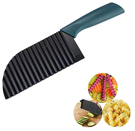 ZMREN Cortador de Arrugas y Patatas Ondulado de Acero Inoxidable 304, Cuchillo Arrugado para Verduras, Zanahorias, Fruta
