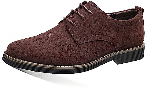 Hommes Robe Oxfords et Derbies Chaussures Classiques à Lacets Casual Suede Brogues Chaussures Marron 43 EU