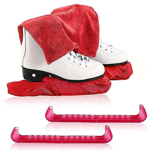YWYHHM Ice Skate Blade Covers,Skate Guards,Skate Cover,Ice Skate Soakers & Towel Gift Set,Figure Hockey Ice Skate Guards,Skating Soakers Blades Cover for Kids Youth Adult Men Women Boys Girls
