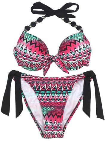 EONAR Bikini för kvinnor, push-up, baddräkt, tvådelat badmode, nackhållare, baddräkt med bygel, B-tie, 40 SE