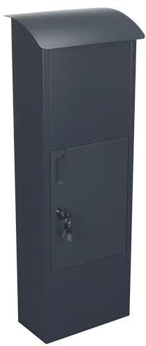 Perel Box Drop Box Helsinki, Independiente, con Placa de identificación, Incl. 2 Teclas, Dimensiones (h x b x d) 105 x 39 x 25 cm, Gris Oscuro