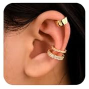 ALEXCRAFT Ear Cuff Gold Set Wasserfest Non-Piercing Fake Helix Knorpel Manschette Ohrringe Conch Manschetten Ohrringe für Frauen Freundin Mama