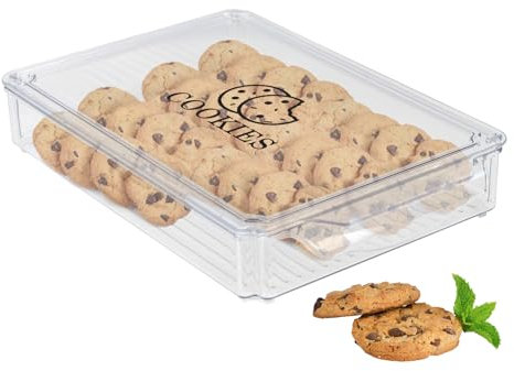 ZoeQide Boîte à Biscuits Hermétique avec Tiroir - Conteneur Alimentaire Transparent et Empilable (Snacks, Légumes, Fruits) - Design Compact Économiseur d'Espace - 11.8 L x 7.8 W x 2 H