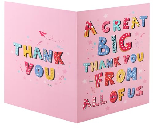 Gosknor Grande Biglietto di Ringraziamento, 40x27 cm, Gigante Apprezzamento Grande Biglietto Auguri di Ringraziamento con Busta Regali Addio Extra Large per Insegnanti Capi Amici (Rosa)