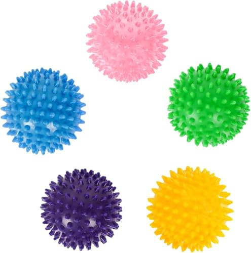 Lot de 5 balles de massage, 7,5 cm, balles de massage pour fascias, pieds, picots, relaxation, multicolore