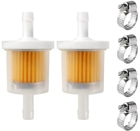 VooGenzek 2 Stücke 6-8 mm Benzinfilter, Inline Kraftstofffilter, Schnell-Kraftstofffilter, Motorradgasfilter, mit 4 Stücke Schlauchschellen, für Motorrad, Roller, Generator, Rasenmäher