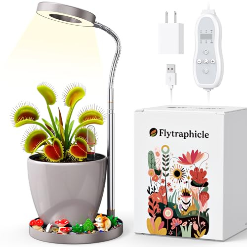 Flytraphicle Venus Fly Trap Terrarium,Butterwort Plant Live Pot,Not Live Plant, Automatic Irrigation System Keeps Potted Soil Moist Makes a Great Gift Choice, Home Office Decor