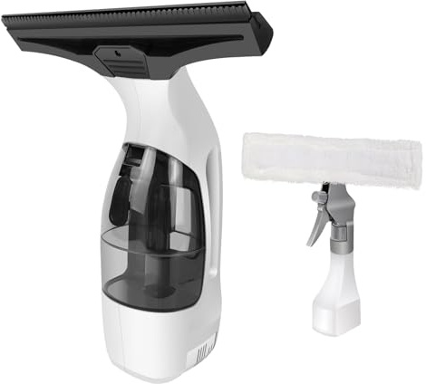 Elektrischer Fensterreiniger Kabellos | 2,0KPA Saugkraft, 150ml Wassertank | 50Min Laufzeit | Inkl. Gummischaber & Sprühflasche | Für Glas, Spiegel, Fliesen, Auto