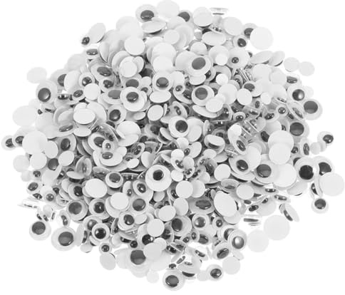 GLSTOY Ojos de Plástico Autoadhesivos Móviles 6 MM Negro y Blanco 500 Unidades para Manualidades DIY Scrapbooking Muñecos y Bricolaje Artístico
