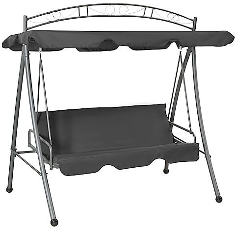 Generico Panchina a Dondolo Baldacchino Antracite 198x120x205 cm Acciaio,Casa e Giardino,Prato e Giardino,Vita all'aperto,Altalene da patio-45074