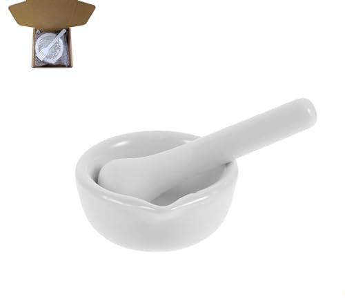 WILL LIKE Mortel och mortelstöt set, liten uppsättning porslin mortel och mortelstöt, medicinsk keramisk skål, pesto-mortel, lämplig för hem och laboratorie(100 cm)