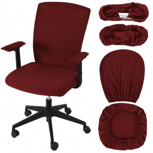 Dermalyx Juego de 4 Fundas para Silla de Oficina, protección Universal elástica, Funda para Asiento de Escritorio, Fundas para reposabrazos, Cubiertas Protectoras Acolchadas para Respaldo de