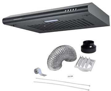 Cookology VISOR600BK DK1M120 60cm Visor Cooker Hood Extractor Fan in Black with Duct