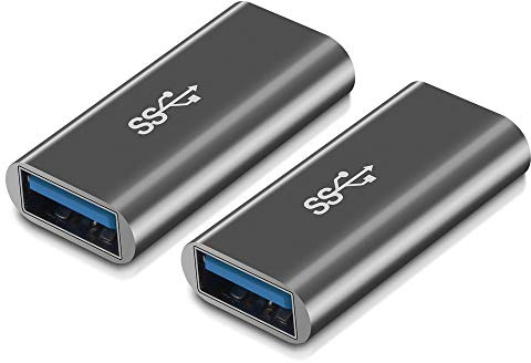QianLink [2-Pack] Aluminum Type A Female to Female -Connector Converter,USB 3.0 Coupler Adapter (Grey)