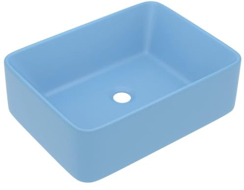 vidaXL Luxus Waschbecken mit Abflussloch Waschtisch Aufsatzwaschbecken Waschplatz Handwaschbecken Aufsatzwaschtisch Matt Hellblau 41x30x12cm Keramik