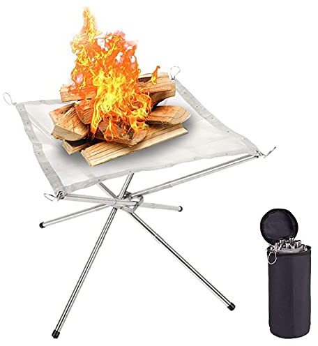 BoloShine Plegable Brasero Exterior, Chimenea Portátil para Acampar al Aire Libre Chimenea de Acero Inoxidable para Campamento Hoguera Ultra Plegable para Jardín Patio Camping Barbacoa Exterior