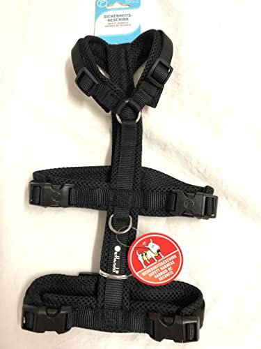 Petlando Mesh Sicherheits-Geschirr schwarz M (Halsumfang 34-62 cm, Brustumfang 51,5-73,Bauchumfang 46,5-63,5 cm) cm, Bauchumfang 37-52,5 cm