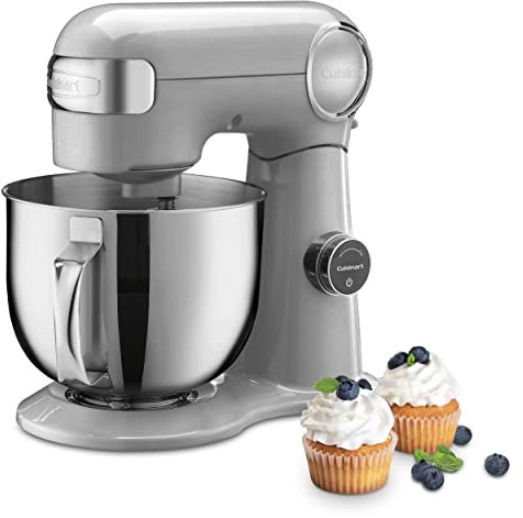Cuisinart SMD-50BC Precision Pro 5.5-Quart Digital Stand Mixer With 12-Speeds, 3 Preprogrammed Food Prep Settings, Mixing Bowl, Whisk, Flat Mixing Paddle, Dough Hook, And Splash Guard, Silver Lining