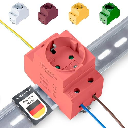 Prise Schuko [GS16] pour rail DIN 16 A 230 V 2P+E – Prise encastrable pour montage de distribution, armoire de lecture, armoire de compteur, prise de contact de protection pour montage sur rail DIN de