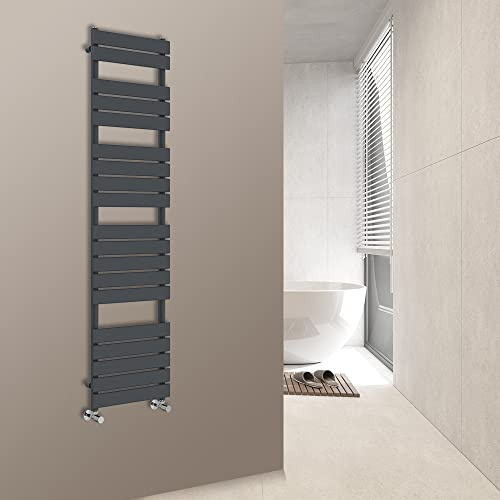 Warmehaus Flat Panel Anthracite Bathroom Heated Towel Rail 1800x450mm