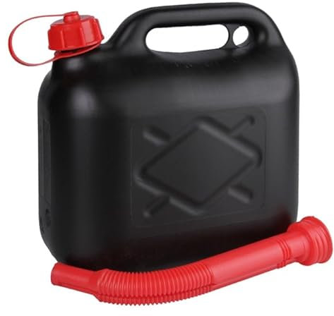 Jerrycanshop - Tanica per carburante 5 l, in plastica (HDPE), tanica per benzina, tanica diesel, tanica ONU, 5 litri, colore nero, beccuccio incluso