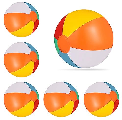 Riisoyu Beach Balls, 6 Palloni da Spiaggia Gonfiabili 30 cm Rainbow Color Beach Bal per Feste in Piscina, Spiaggia, Regalo di Compleanno, Gioco Estivo