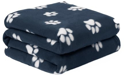 OHS Dog Blanket, Comfy Fleece Blankets for Pets Cats Sofa Cover Throw Dog Blankets Washable Warm Soft Fluffy Pet Blankets for Dogs, Navy Blue 120cm x 150cm