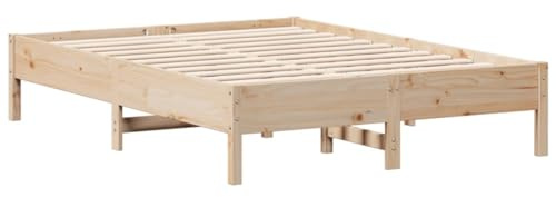 vidaXL Estructura de Cama, Somier de Listones de Invitados, Armazón de Cama, Mueble para Dormitorio, Madera Maciza de Pino 135x190 cm